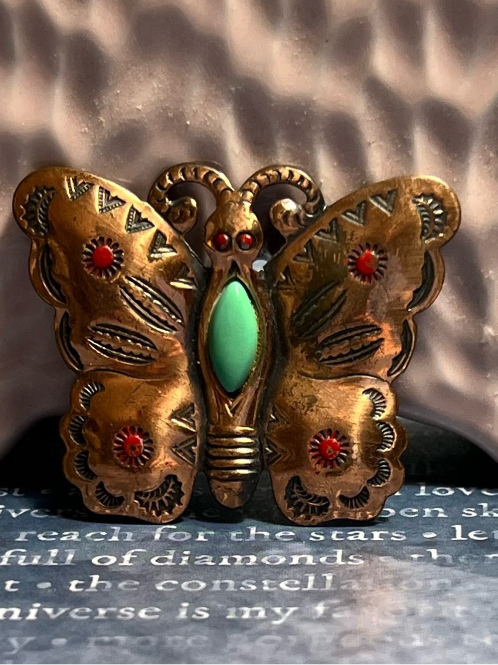 Beautiful Country Copper Butterfly Rodeo Glam Summer time Brooch pin
